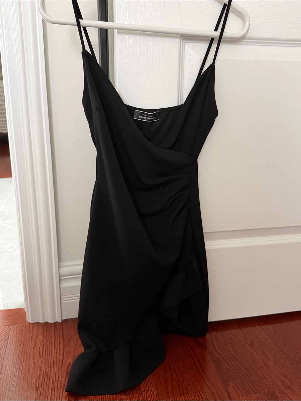 Black Ruffled Hem Spaghetti Strap Dress